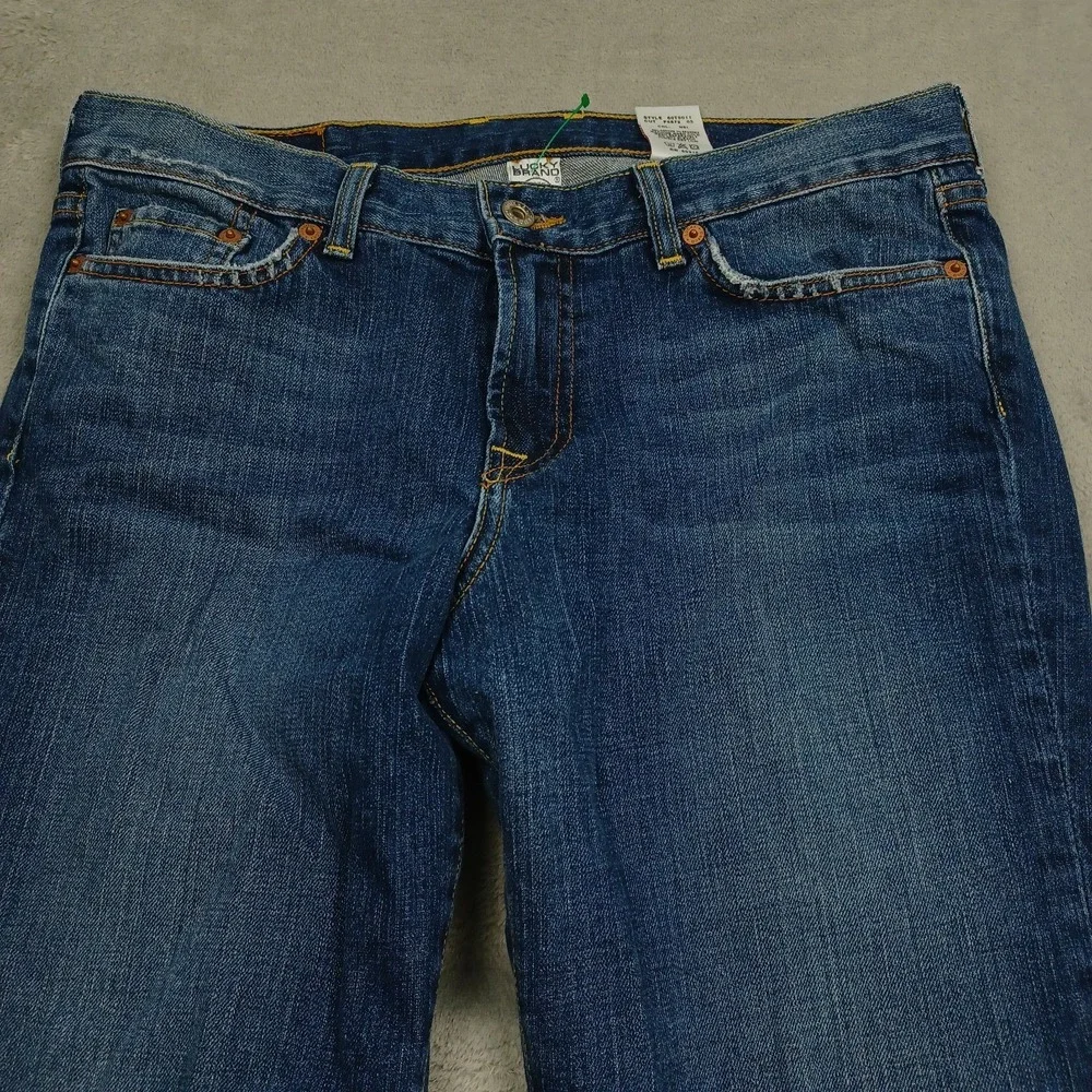 Lucky Brand Jeans Womens 12 Blue Denim Sugar Cropped Distressed Casual Preppy